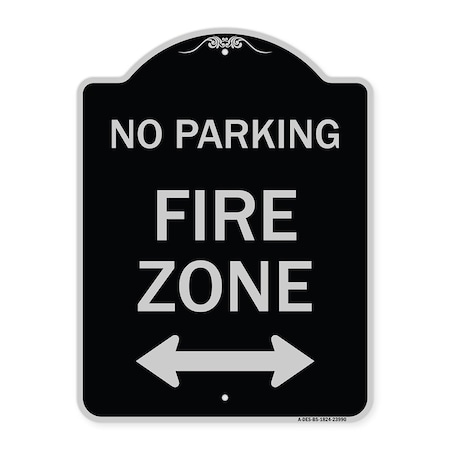 Signmission Fire Lane with Bidirectional Arrow Heavy-Gauge Aluminum Architectural Sign, 24" x 18", BS-1824-23990 A-DES-BS-1824-23990